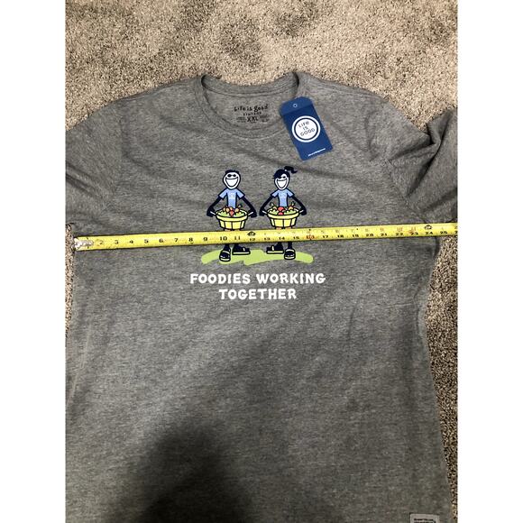 New Life Is Good Unisex T Shirt Size XXL Foodies Working Together Gray - Picture 10 of 13